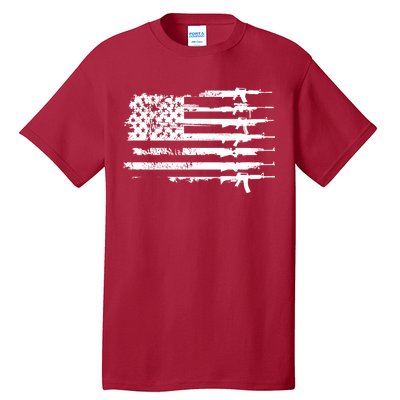 Distressed Gun Riffle US Flag Tall T-Shirt