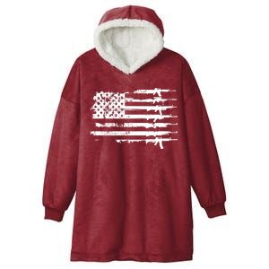 Distressed Gun Riffle US Flag Hooded Wearable Blanket