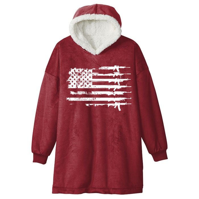 Distressed Gun Riffle US Flag Hooded Wearable Blanket