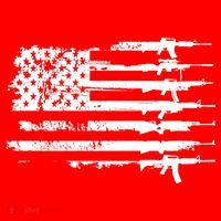 Distressed Gun Riffle US Flag Button