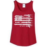 Distressed Gun Riffle US Flag Ladies Essential Tank