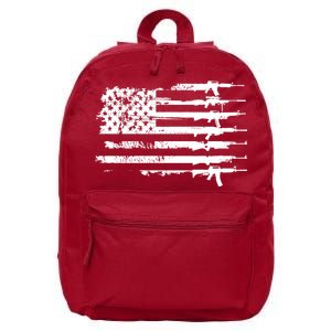 Distressed Gun Riffle US Flag 16 in Basic Backpack