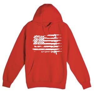 Distressed Gun Riffle US Flag Premium Pullover Hoodie