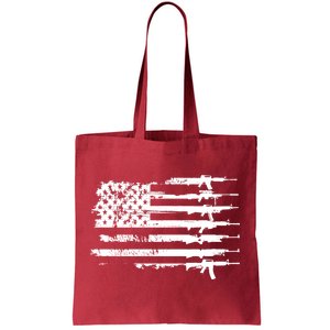 Distressed Gun Riffle US Flag Tote Bag