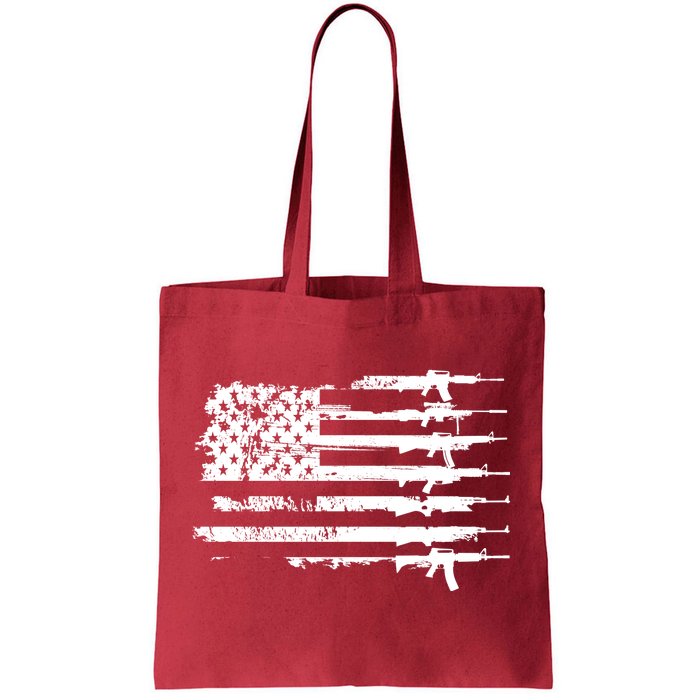 Distressed Gun Riffle US Flag Tote Bag