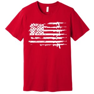 Distressed Gun Riffle US Flag Premium T-Shirt