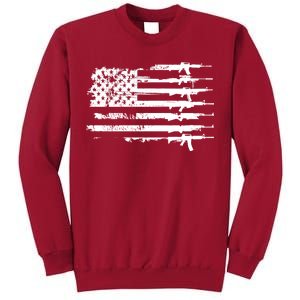 Distressed Gun Riffle US Flag Tall Sweatshirt