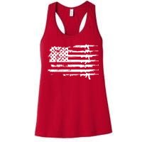 Distressed Gun Riffle US Flag Women's Racerback Tank