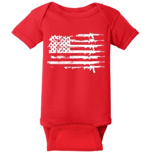 Distressed Gun Riffle US Flag Baby Bodysuit