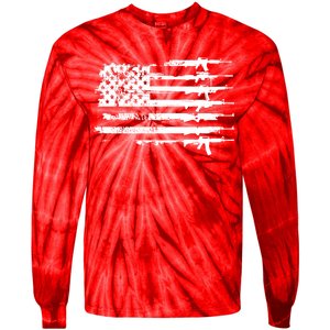 Distressed Gun Riffle US Flag Tie-Dye Long Sleeve Shirt