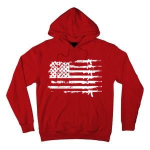 Distressed Gun Riffle US Flag Tall Hoodie