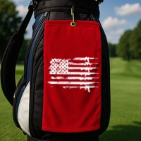 Distressed Gun Riffle US Flag Golf Towel