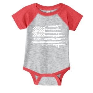 Distressed Gun Riffle US Flag Infant Baby Jersey Bodysuit