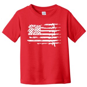 Distressed Gun Riffle US Flag Toddler T-Shirt