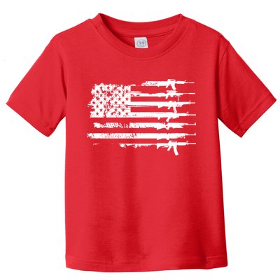 Distressed Gun Riffle US Flag Toddler T-Shirt