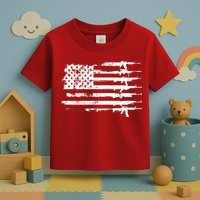 Distressed Gun Riffle US Flag Toddler T-Shirt