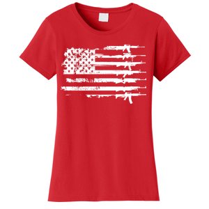 Distressed Gun Riffle US Flag Women's T-Shirt