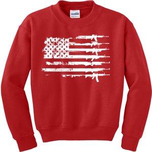 Distressed Gun Riffle US Flag Kids Sweatshirt