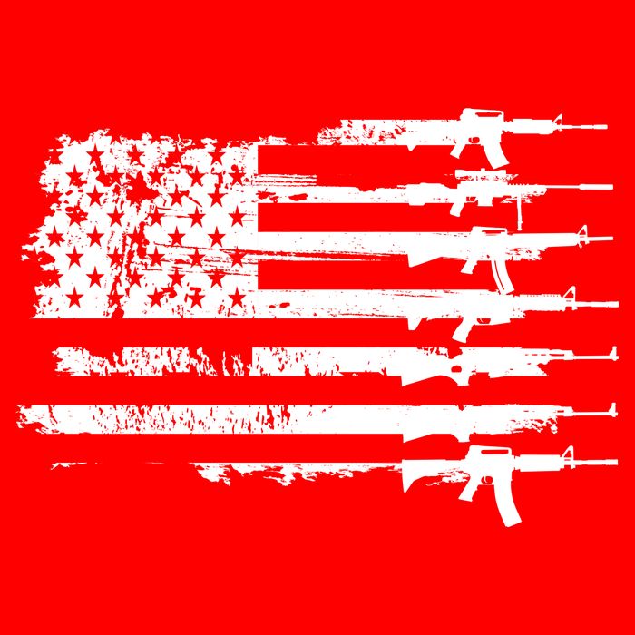 Distressed Gun Riffle US Flag Short Acrylic Beanie