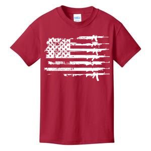 Distressed Gun Riffle US Flag Kids T-Shirt