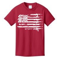 Distressed Gun Riffle US Flag Kids T-Shirt