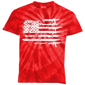 Distressed Gun Riffle US Flag Kids Tie-Dye T-Shirt