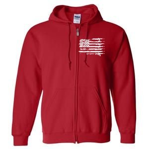 Distressed Gun Riffle US Flag Full Zip Hoodie