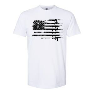 Distressed Gun Riffle US Flag Softstyle CVC T-Shirt