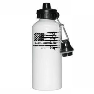 Distressed Gun Riffle US Flag Aluminum Water Bottle