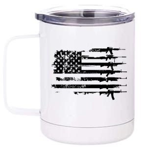 Distressed Gun Riffle US Flag 12 oz Stainless Steel Tumbler Cup