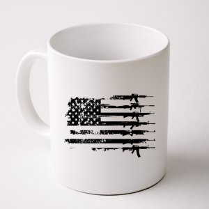 Distressed Gun Riffle US Flag Coffee Mug