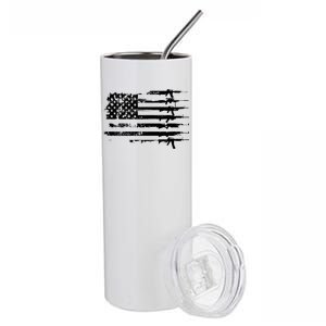 Distressed Gun Riffle US Flag Stainless Steel Tumbler