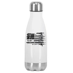 Distressed Gun Riffle US Flag Stainless Steel Insulated Water Bottle