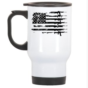 Distressed Gun Riffle US Flag Stainless Steel Travel Mug