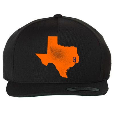 Distressed Houston Texas Baseball Fan Wool Snapback Cap