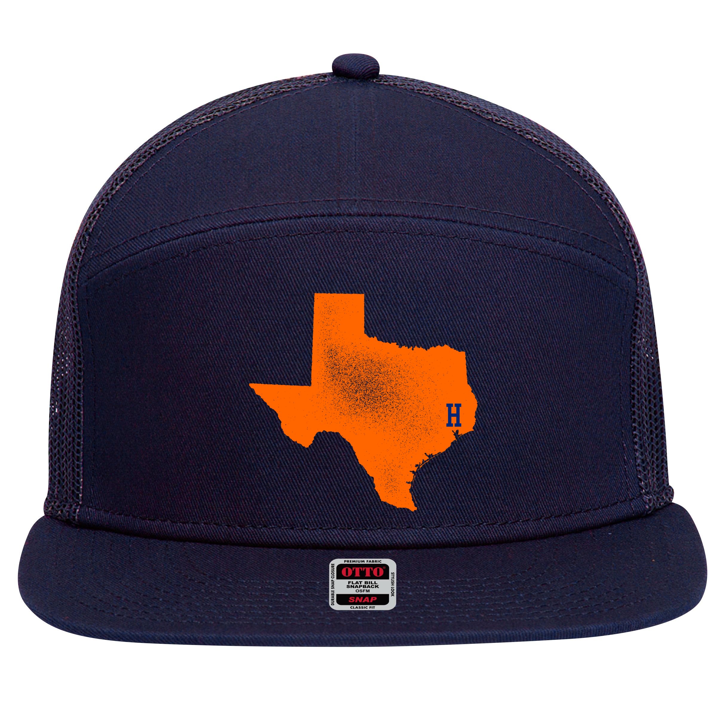 Distressed Houston Texas Baseball Fan 7 Panel Mesh Trucker Snapback Hat