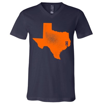 Distressed Houston Texas Baseball Fan V-Neck T-Shirt