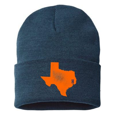 Distressed Houston Texas Baseball Fan Sustainable Knit Beanie