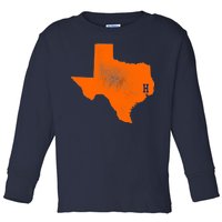 Distressed Houston Texas Baseball Fan Toddler Long Sleeve Shirt