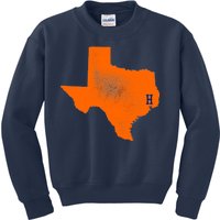 Distressed Houston Texas Baseball Fan Kids Sweatshirt