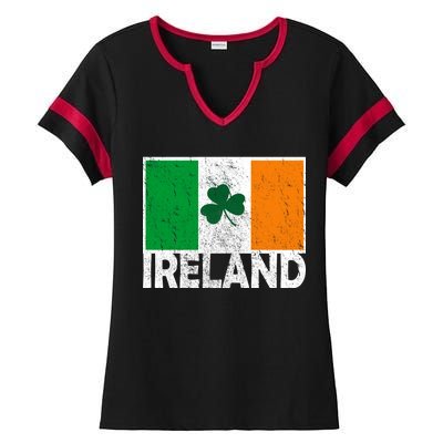 Distressed Ireland Vintage Flag Ladies Halftime Notch Neck Tee