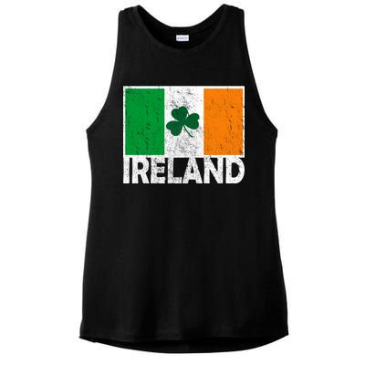 Distressed Ireland Vintage Flag Ladies PosiCharge Tri-Blend Wicking Tank