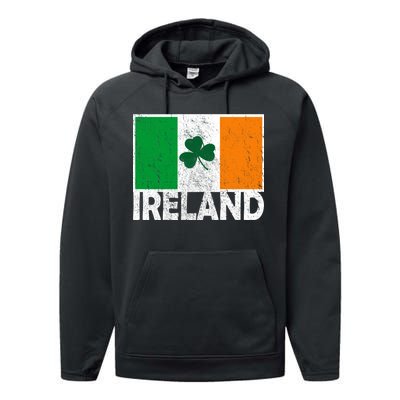 Distressed Ireland Vintage Flag Performance Fleece Hoodie