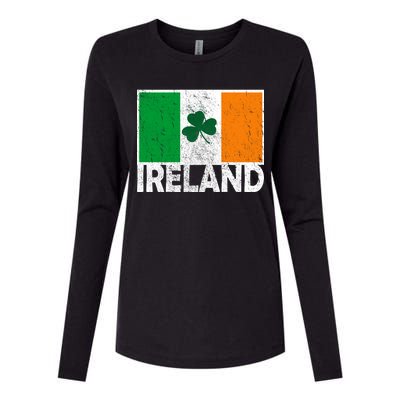 Distressed Ireland Vintage Flag Womens Cotton Relaxed Long Sleeve T-Shirt