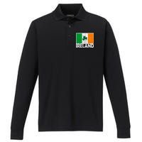 Distressed Ireland Vintage Flag Performance Long Sleeve Polo