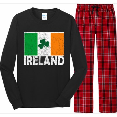 Distressed Ireland Vintage Flag Long Sleeve Pajama Set