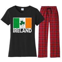 Distressed Ireland Vintage Flag Women's Flannel Pajama Set