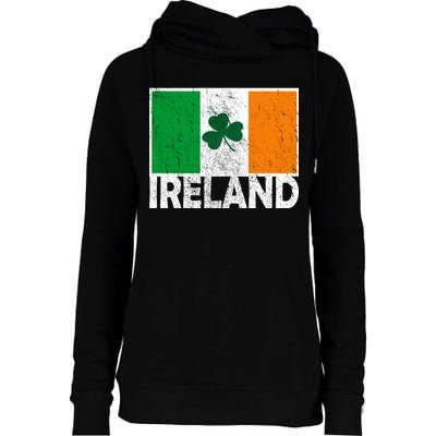 Distressed Ireland Vintage Flag Womens Funnel Neck Pullover Hood