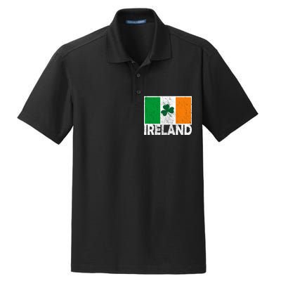 Distressed Ireland Vintage Flag Dry Zone Grid Polo