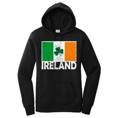 Distressed Ireland Vintage Flag Women's Pullover Hoodie